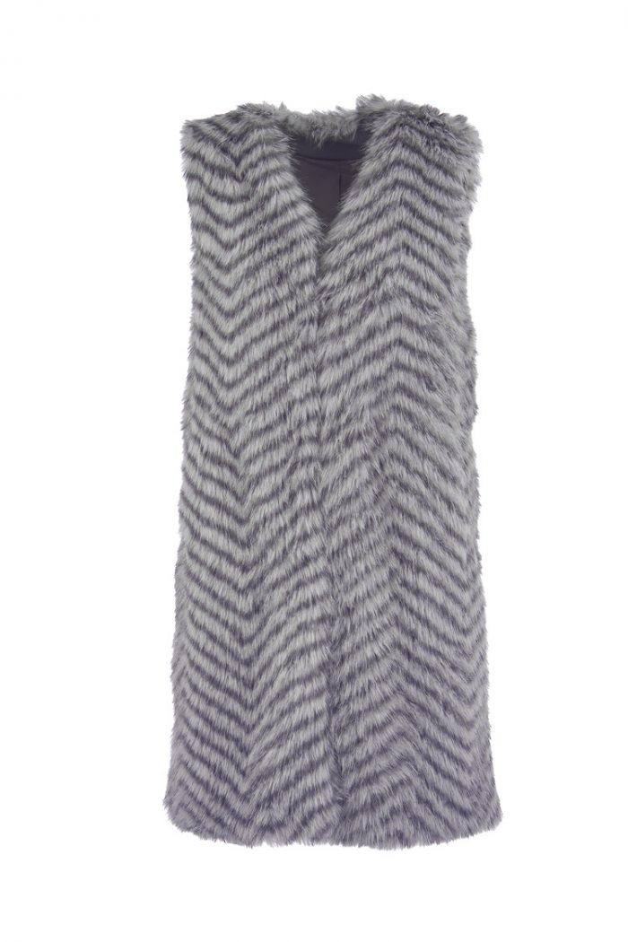 Γιλέκο Faux Fur Γκρι Ζεβρέ “Silver Mist”