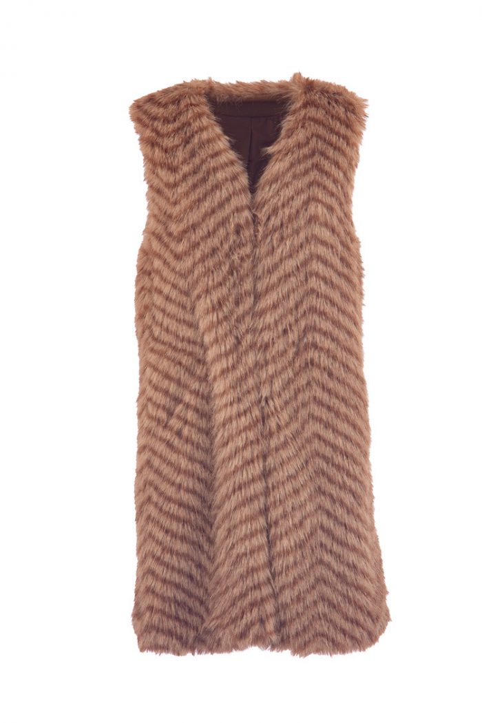 Γιλέκο Faux Fur Καφέ Ζεβρέ “Mocha Soul”