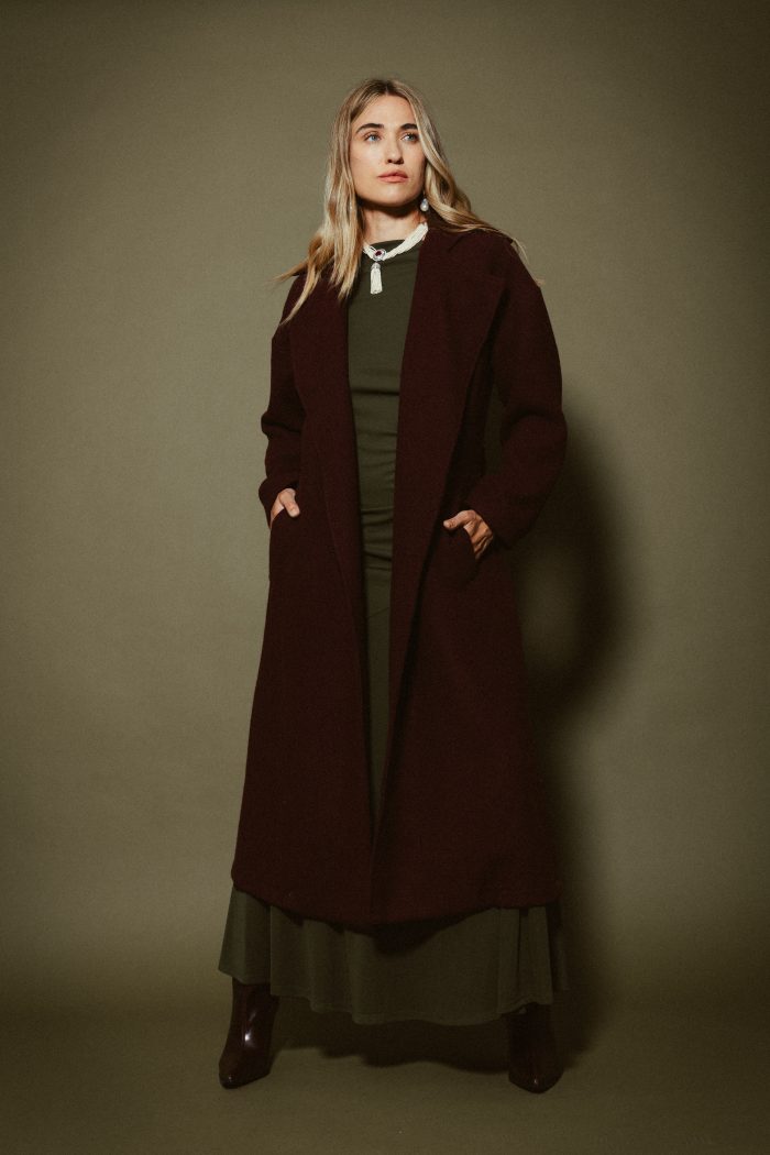 Παλτό Μάλλινο Μπορντό Trench “Viola”