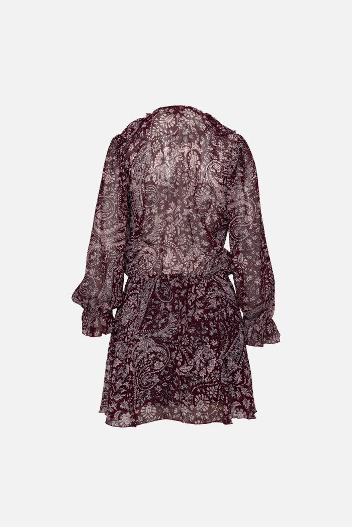 Μίνι Φόρεμα Μπορντό με Paisley Print “Adele”