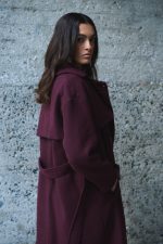 Παλτό Μάλλινο Μπορντό Trench “Viola”