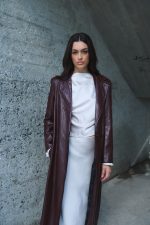 Μακρύ Παλτό Δερματίνη σε Βαθύ Μπορντώ “Verona”