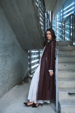 Μακρύ Παλτό Δερματίνη σε Βαθύ Μπορντώ “Verona”