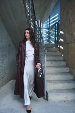 Μακρύ Παλτό Δερματίνη σε Βαθύ Μπορντώ “Verona”