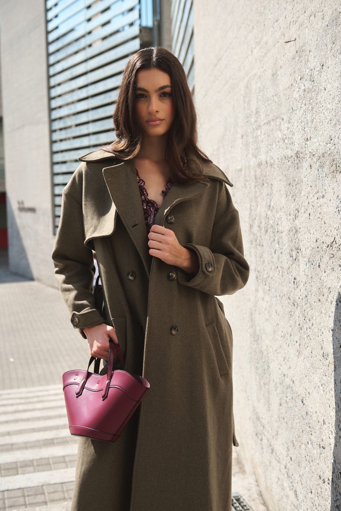 Παλτό Μάλλινο Χακί Trench “Savannah”