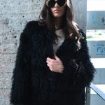 Γούνα Μαύρη Shaggy με Suede Φόδρα “Yvette”