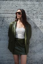 Mini Φούστα Δερματίνη Χακί “Elora”