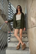 Mini Φούστα Δερματίνη Χακί “Elora”