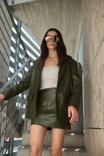 Mini Φούστα Δερματίνη Χακί “Elora”