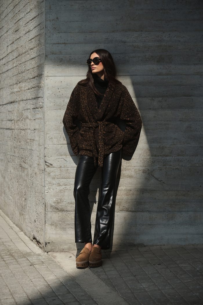 Πλεκτή Παλτοζακέτα Καφέ Leopard “Leona”