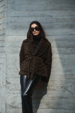 Πλεκτή Παλτοζακέτα Καφέ Leopard “Leona”