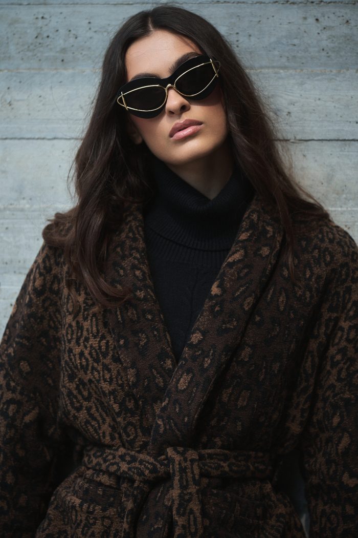 Πλεκτή Παλτοζακέτα Καφέ Leopard “Leona”