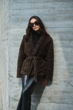 Πλεκτή Παλτοζακέτα Καφέ Leopard “Leona”