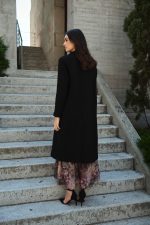 Μαύρο Μάλλινο Παλτό με Σατέν Φόδρα “Claudia”