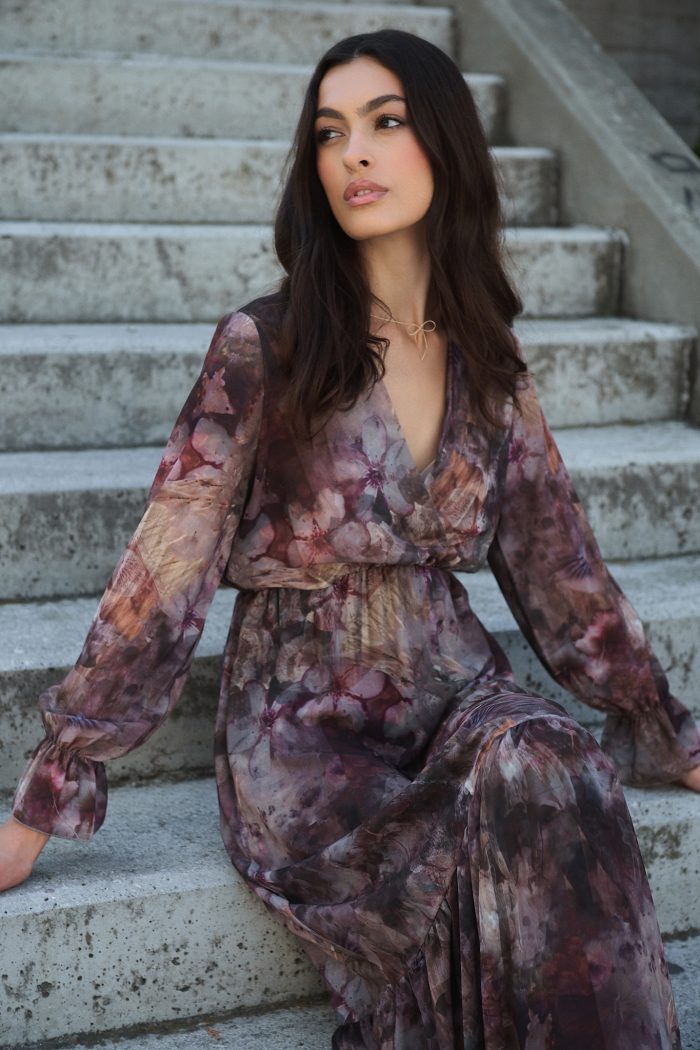 Φόρεμα Maxi Εμπριμέ Μουσελίνα “Iris”