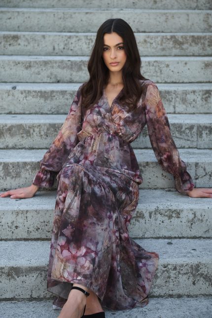 Φόρεμα Maxi Εμπριμέ Μουσελίνα “Iris”