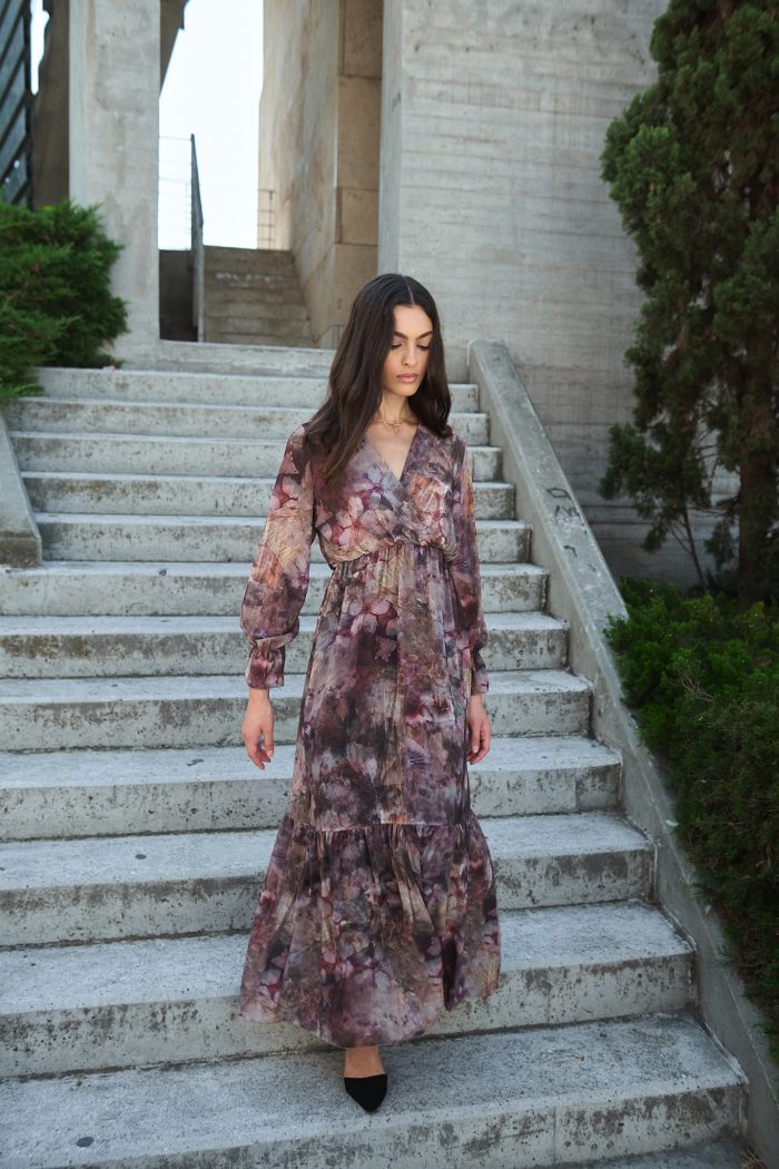 Φόρεμα Maxi Εμπριμέ Μουσελίνα “Iris”
