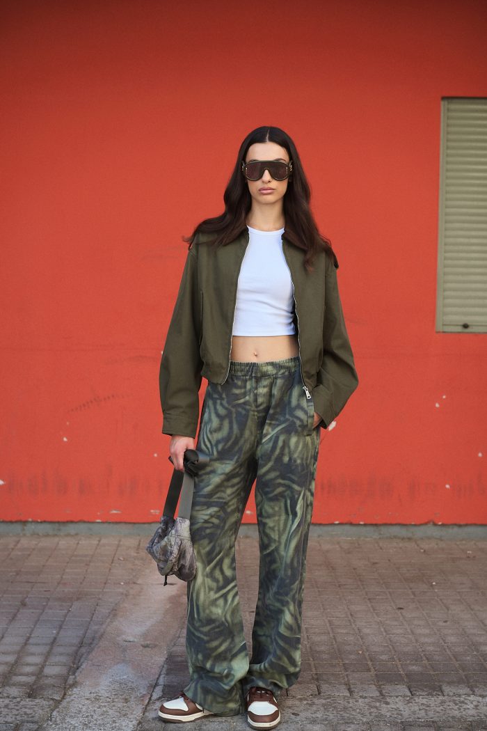 Χακί Bomber με Καφέ Κοτλέ Γιακά “Sloane”