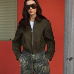 Χακί Bomber με Καφέ Κοτλέ Γιακά “Sloane”