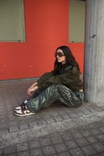 Χακί Bomber με Καφέ Κοτλέ Γιακά “Sloane”