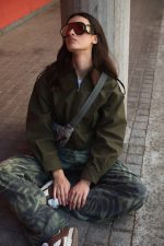 Χακί Bomber με Καφέ Κοτλέ Γιακά “Sloane”