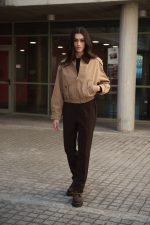 Μπεζ Bomber με Καφέ Κοτλέ Γιακά “Harper”