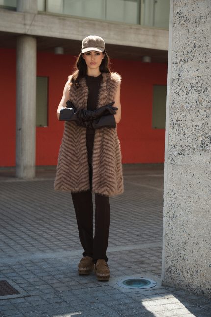 Γιλέκο Faux Fur Καφέ Ζεβρέ “Mocha Soul”