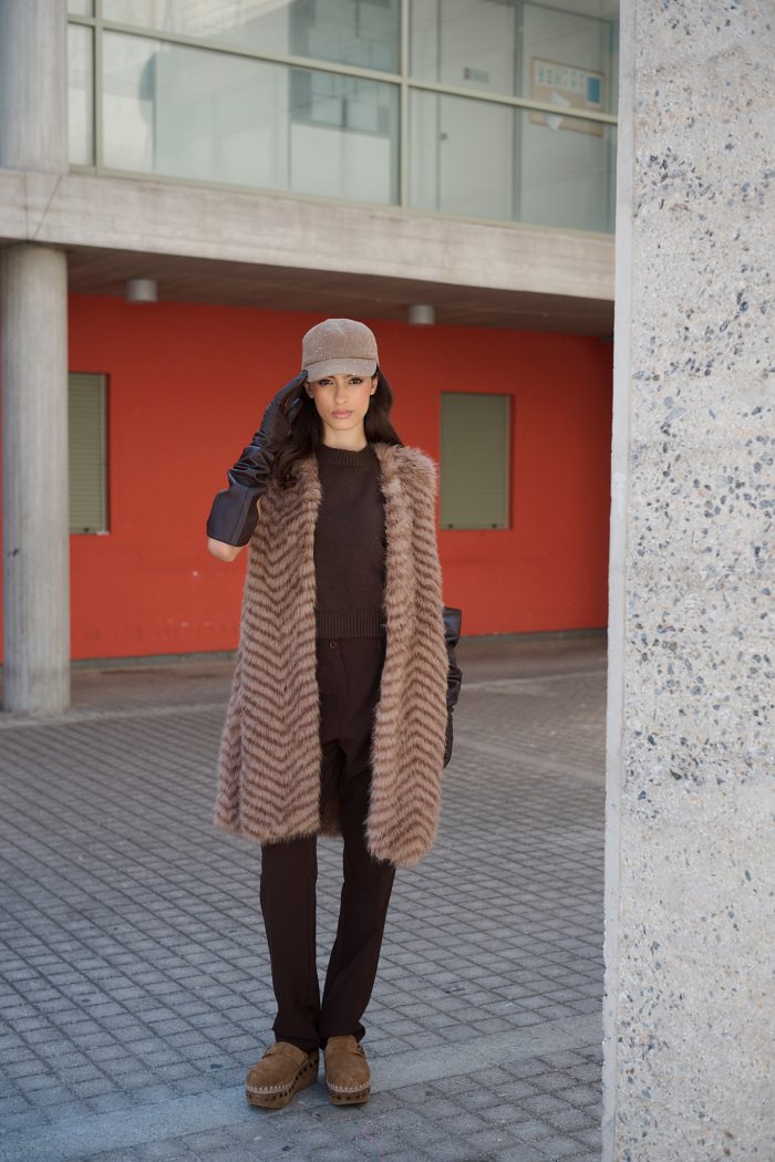 Γιλέκο Faux Fur Καφέ Ζεβρέ “Mocha Soul”