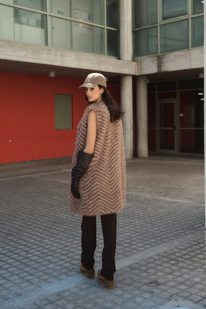 Γιλέκο Faux Fur Καφέ Ζεβρέ “Mocha Soul”