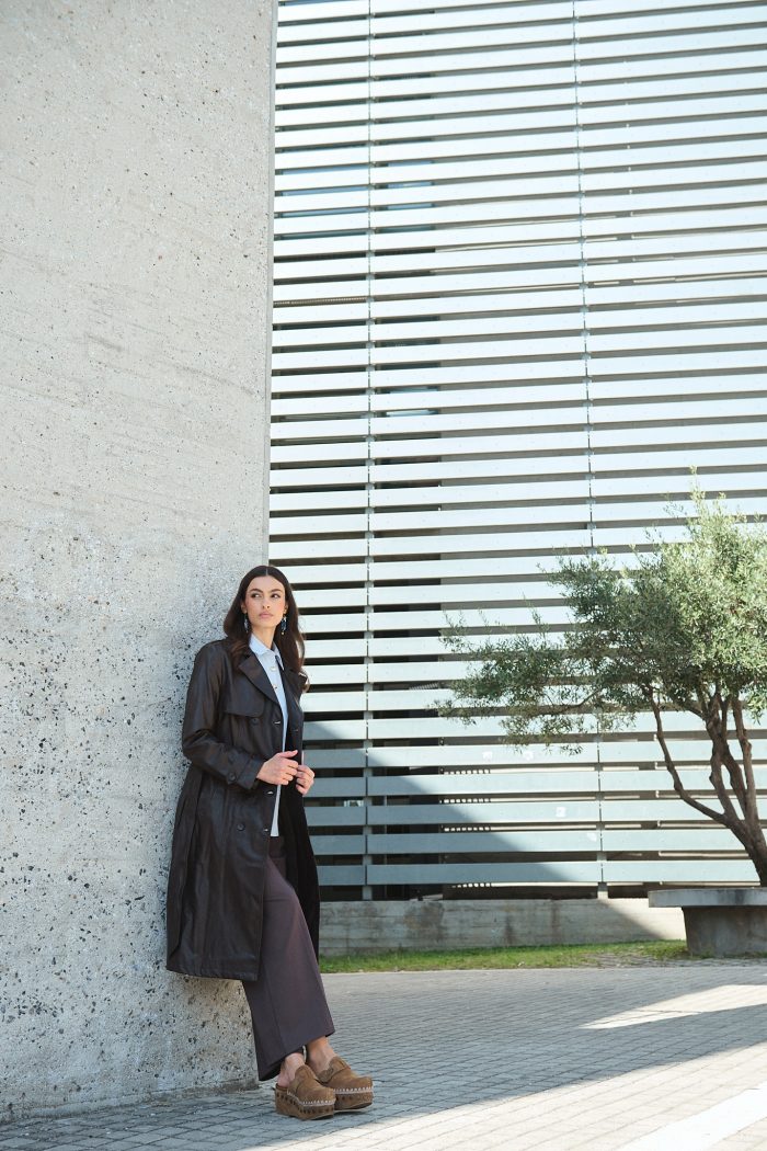 Καμπαρντίνα Δερματίνη Καφέ “Selene”