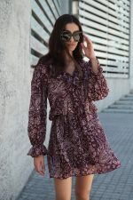 Μίνι Φόρεμα Μπορντό με Paisley Print “Adele”