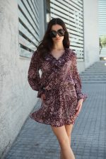 Μίνι Φόρεμα Μπορντό με Paisley Print “Adele”