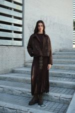 Καφέ Κεντητό Jacket με Παγέτες “Dahlia”