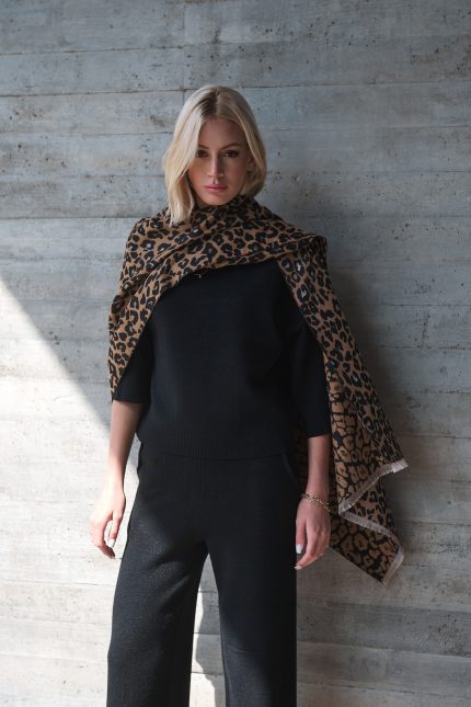 Κασκόλ Animal Print σε Καφέ Τόνο “Zahara”