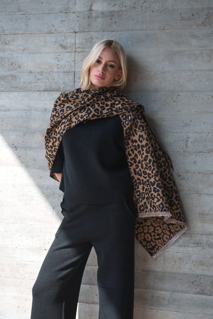 Κασκόλ Animal Print σε Καφέ Τόνο “Zahara”