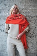 Φουλάρι Πορτοκαλί με Κεντήματα “Saffron”