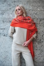 Φουλάρι Πορτοκαλί με Κεντήματα “Saffron”