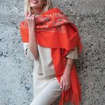 Φουλάρι Πορτοκαλί με Κεντήματα “Saffron”