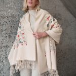 Φουλάρι Κρεμ με Κεντήματα “Almond”