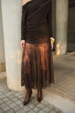 Φούστα Δαντελένια Σοκολατί “Orchidea”