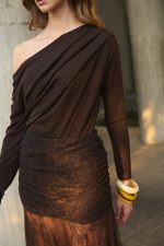 Κορμάκι Σοκολατί Draped “Selene”