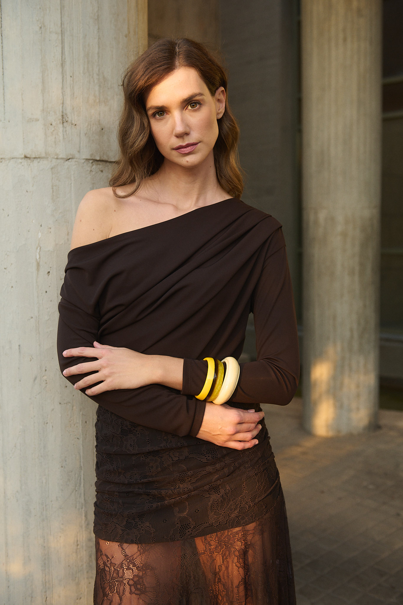 Κορμάκι Σοκολατί Draped “Selene” Κορμάκι Σοκολατί Draped “Selene”