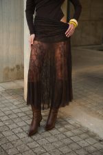 Φούστα Δαντελένια Σοκολατί “Orchidea”