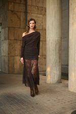 Φούστα Δαντελένια Σοκολατί “Orchidea”