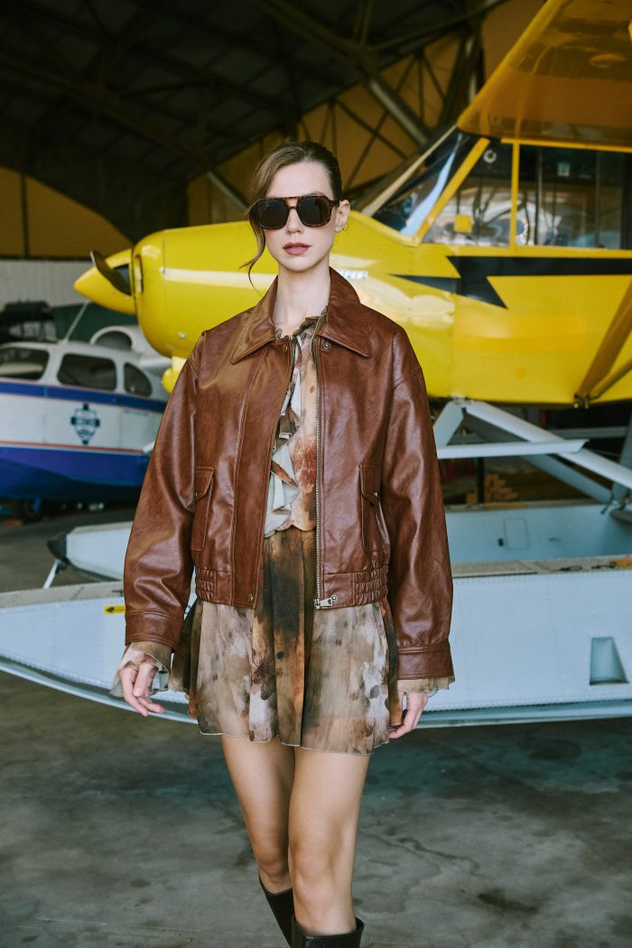 Bomber Jacket Δερμάτινο Καφέ “Falcon”