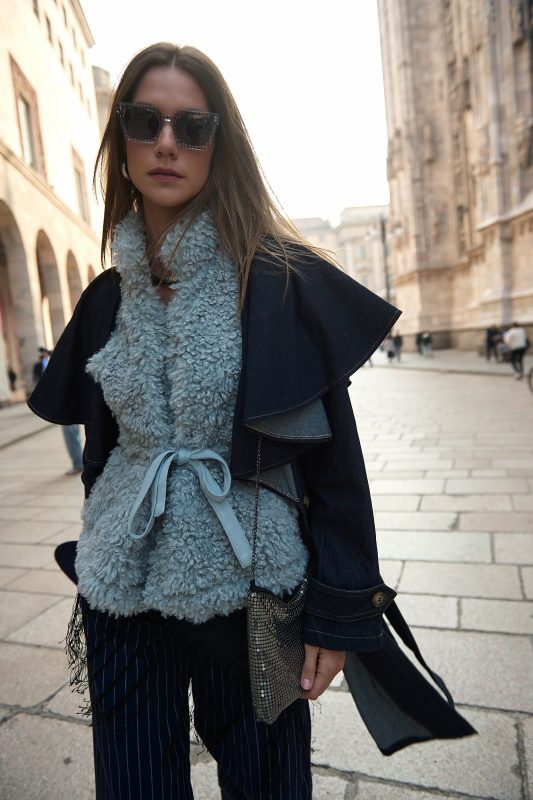 Γιλέκο Γούνινο Γαλάζιο “Alba”