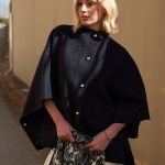 Κάπα Σκούρο Μπλε Μάλλινη Ύφανση “Isolde”