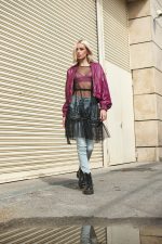 Bomber jacket δερματίνη “Rebel Rose”