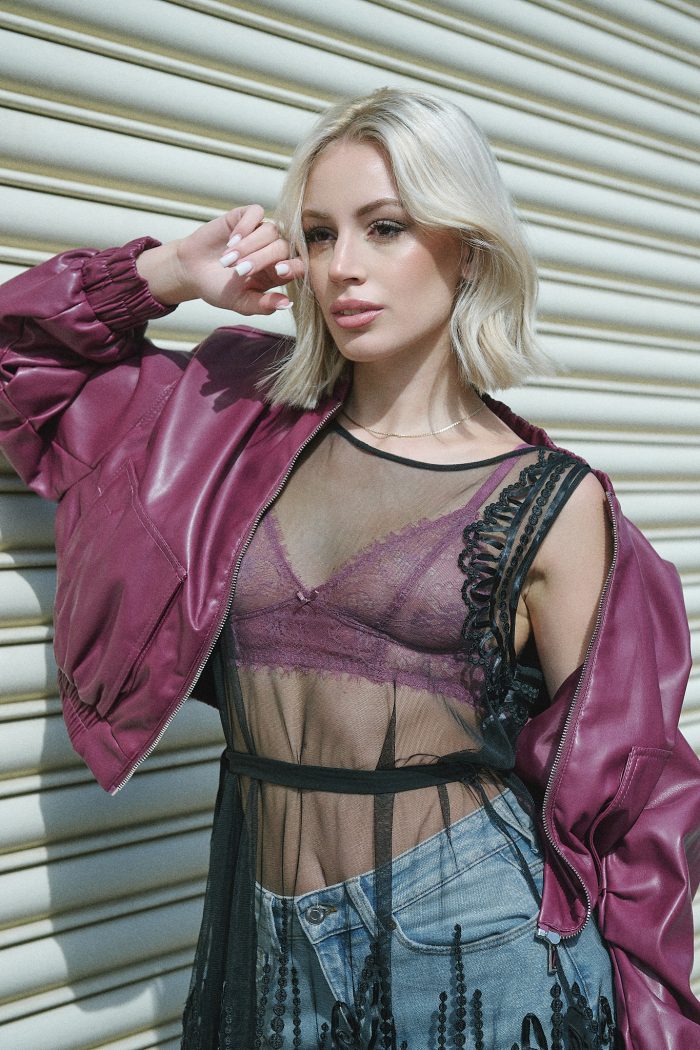 Bomber jacket δερματίνη “Rebel Rose”