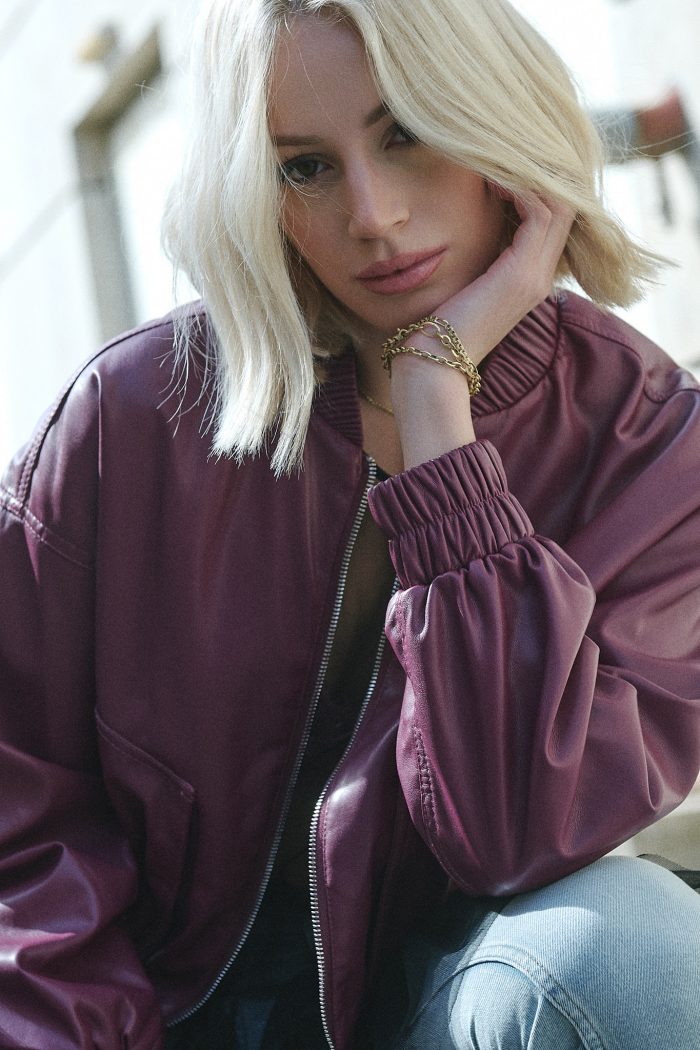 Bomber jacket δερματίνη “Rebel Rose”